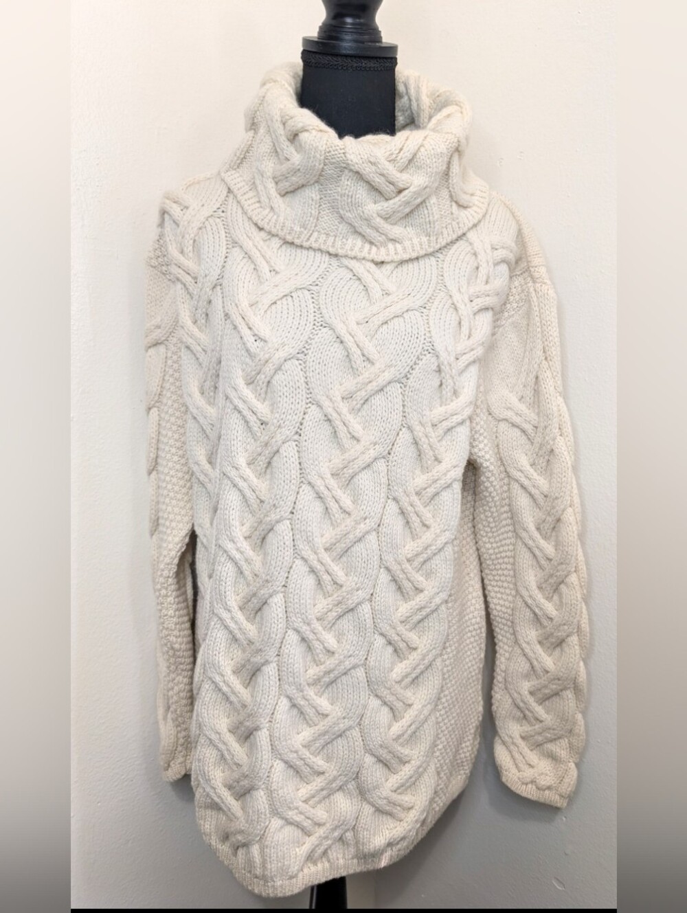 Aran Crafts Cable Knit Cozycore Granny Chic Prairiecore Cabincore Sweater L